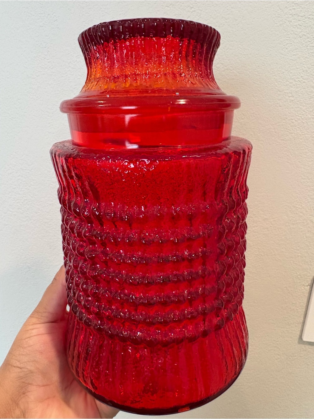 Vintage L.E. Smith Amberina Haystack 9” Canister UV Light Reactive Uranium - Picture 5 of 16